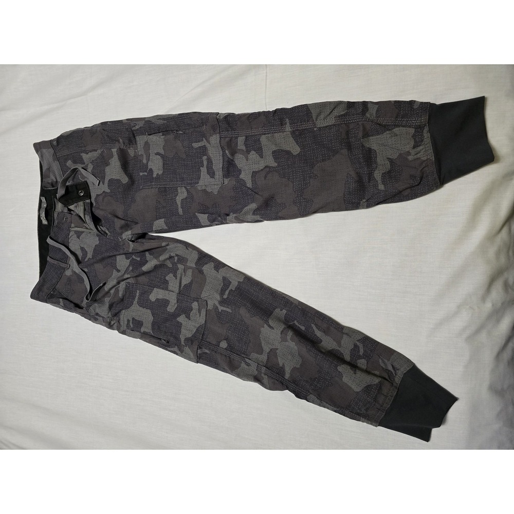 prAna Pants Womens 4‎ Black Gray Camo Joggers Recycled Fabric Stretch Casual